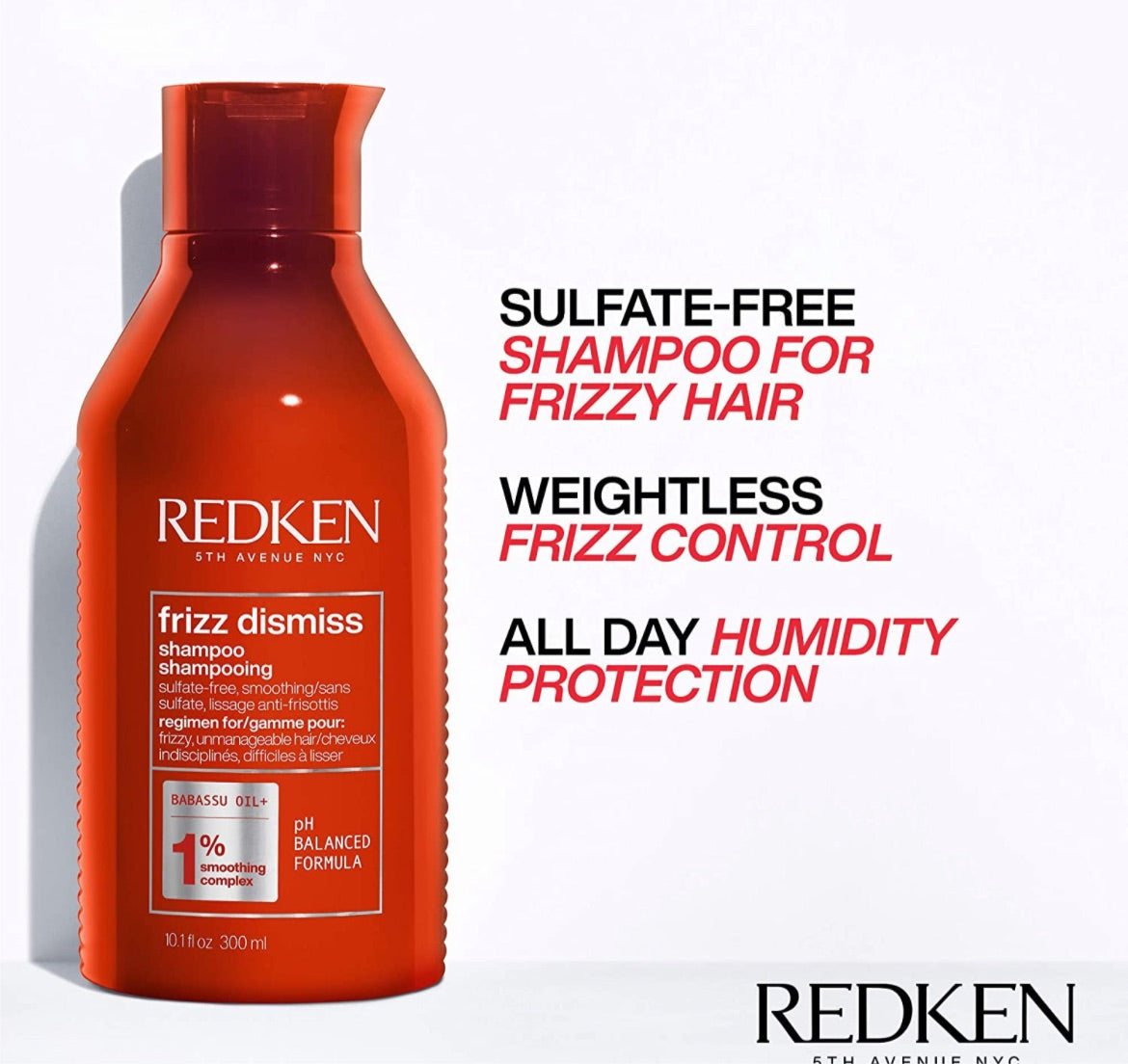 Redken Frizz Dismiss Champú | Para cabello encrespado | Suaviza el cabello y maneja el encrespamiento | Libre de sulfatos
